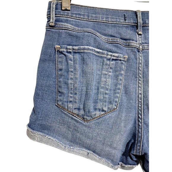 Abercrombie & Fitch Womens High-Rise Distressed Denim Mom Shorts Size 27 Button - Picture 7 of 12